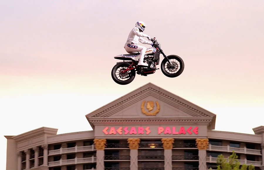 Travis Pastrana Breaks Evel Knievel Caesars Palace Jump