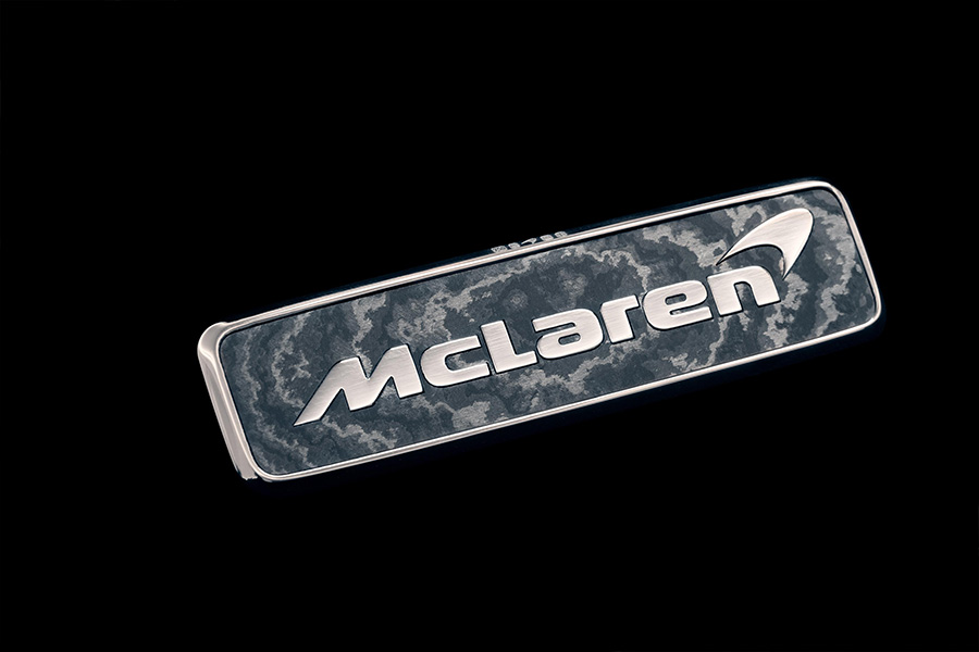 McLaren Speedtail 18 Carat White Gold Badging