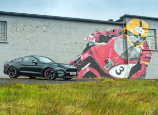 Ford Mustang Bullitt Isle of Man TT Motorcycle Course
