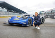 Nico Rosberg tests the electric Volkswagen ID.R