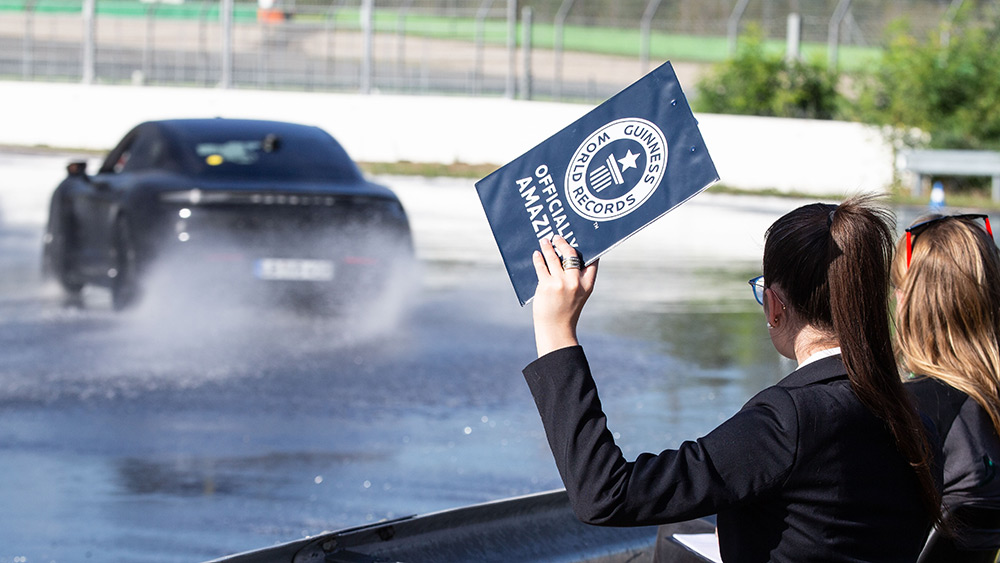 Porsche Taycan Drifts Guinness World Records Book at Hockenheimring