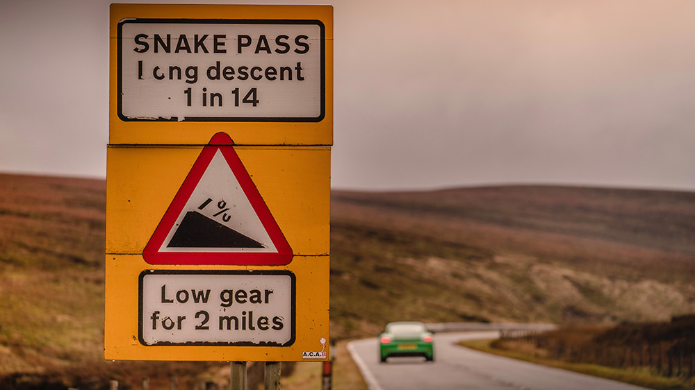 Porsche 718 Cayman on the Snake Pass in England