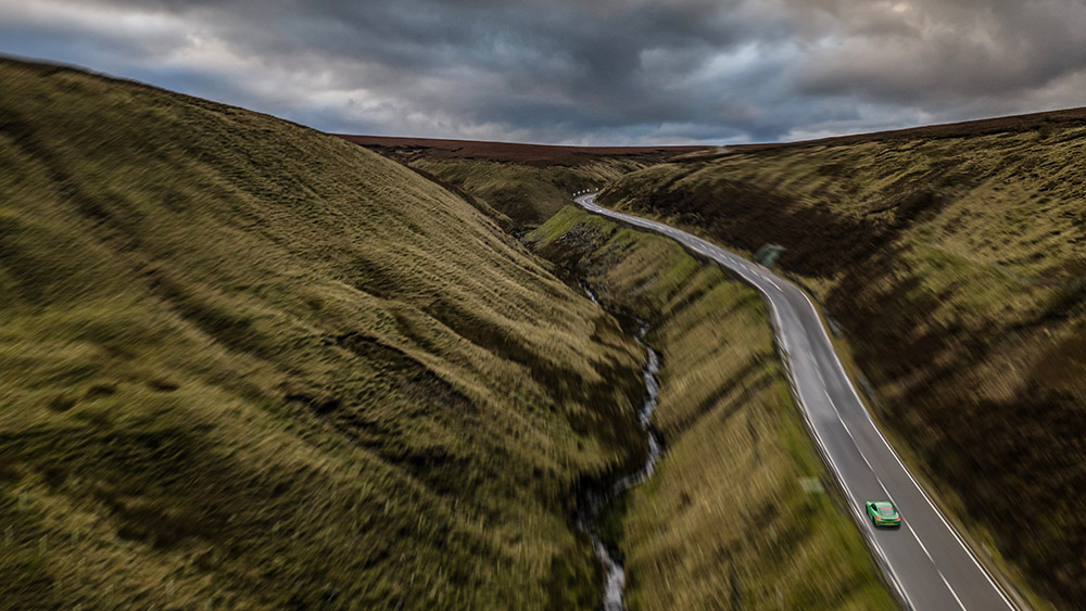 Porsche 718 Cayman on the Snake Pass in England