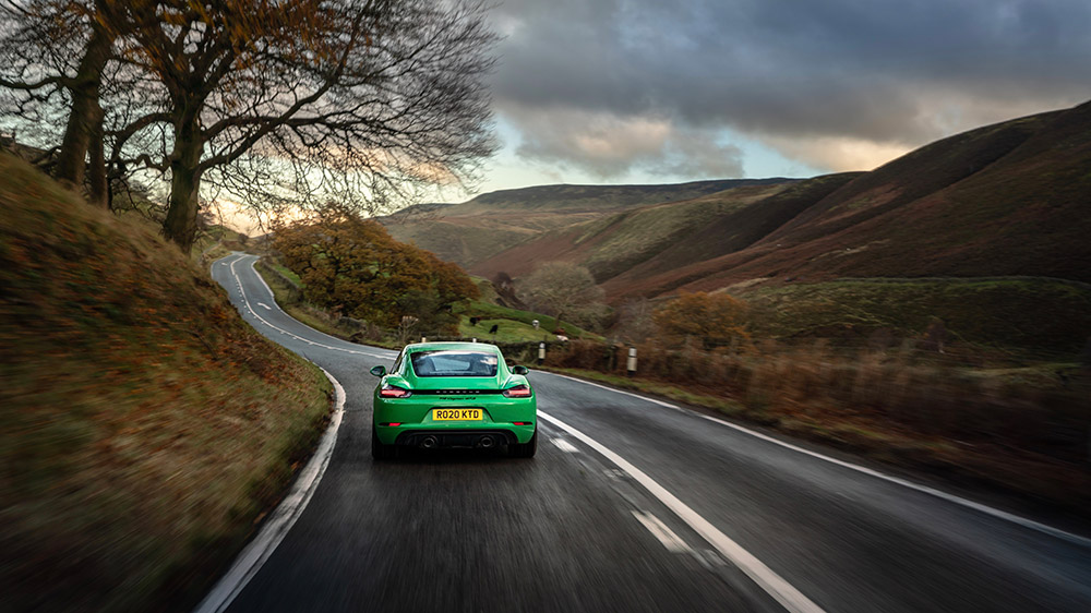 Porsche 718 Cayman on the Snake Pass in England