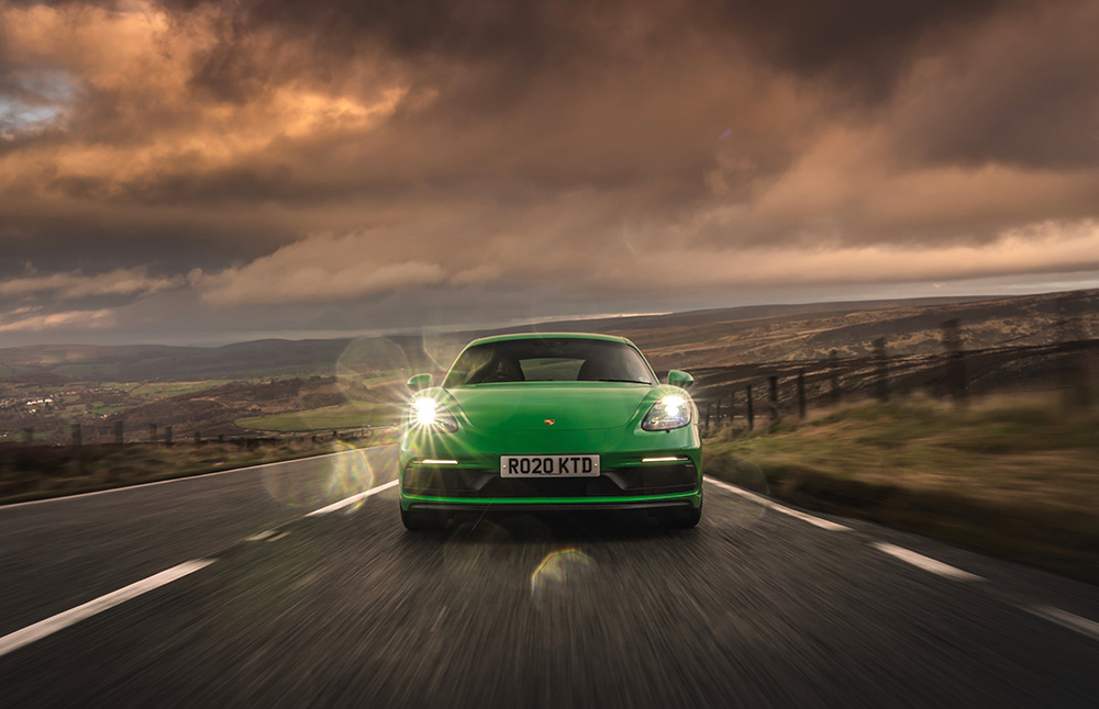 Porsche 718 Cayman on the Snake Pass in England