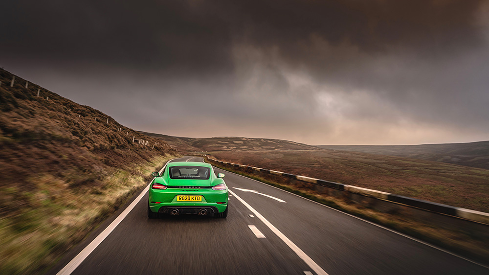 Porsche 718 Cayman on the Snake Pass in England