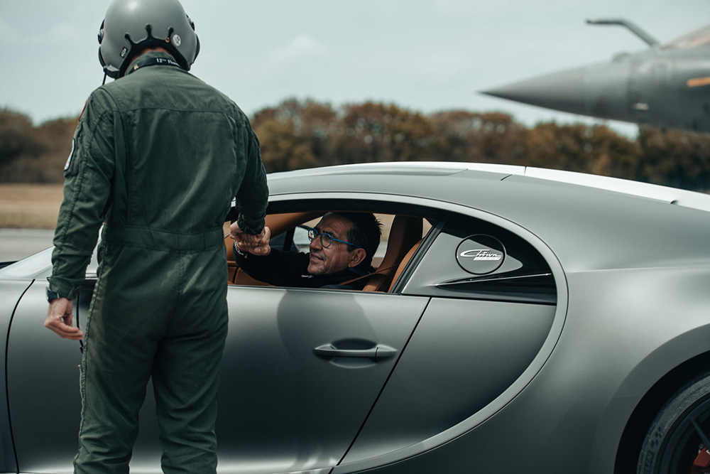 Bugatti Chiron Sport and Dassault Rafale Marine Race