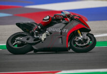 Ducati MotoE bike first laps