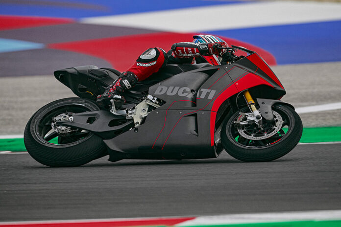 Ducati MotoE bike first laps