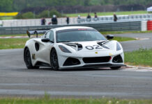 Lotus Emira GT4 race car hot laps at Hethel