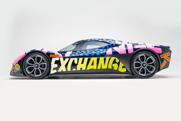 NIO EP9 Hypercar Hand Painted by Artist Ornamental Conifer to Raise