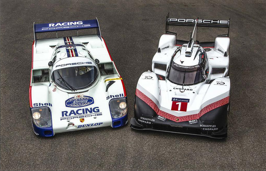 Porsche 919 Hybrid Evo and the Porsche 956 C Nurburgring